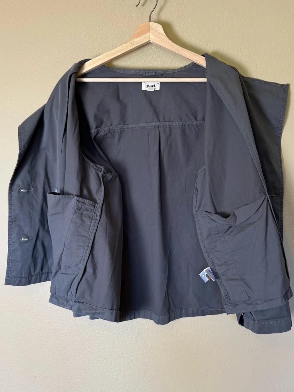 Pact Grey Boulevard Brush Twill Double Breasted Pea Coat Large